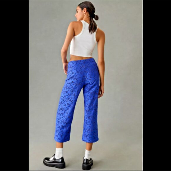 Brand New THE COLETTE LACE CROPPED WIDE-LEG PANTS BY MAEVE - Picture 2 of 11